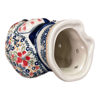 A picture of a Polish Pottery Santa Luminary (Ruby Bouquet) | L030S-DPCS as shown at PolishPotteryOutlet.com/products/santa-luminary-ruby-bouquet-l030s-dpcs