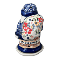 A picture of a Polish Pottery Santa Luminary (Ruby Duet) | L030S-DPLC as shown at PolishPotteryOutlet.com/products/santa-luminary-ruby-duet-l030s-dplc
