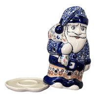 A picture of a Polish Pottery Santa Luminary (Ruby Duet) | L030S-DPLC as shown at PolishPotteryOutlet.com/products/santa-luminary-ruby-duet-l030s-dplc