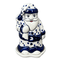 A picture of a Polish Pottery Santa Luminary (Winter's Eve) | L030S-IBZ as shown at PolishPotteryOutlet.com/products/santa-luminary-winters-eve-l030s-ibz