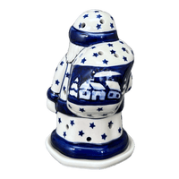 A picture of a Polish Pottery Santa Luminary (Winter's Eve) | L030S-IBZ as shown at PolishPotteryOutlet.com/products/santa-luminary-winters-eve-l030s-ibz