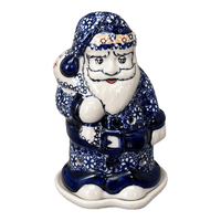 A picture of a Polish Pottery Santa Luminary (Poppy Persuasion) | L030S-P265 as shown at PolishPotteryOutlet.com/products/santa-luminary-poppy-persuasion-l030s-p265