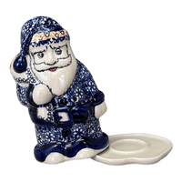A picture of a Polish Pottery Santa Luminary (Poppy Persuasion) | L030S-P265 as shown at PolishPotteryOutlet.com/products/santa-luminary-poppy-persuasion-l030s-p265
