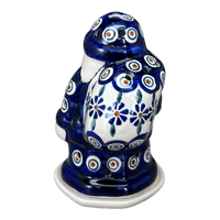 A picture of a Polish Pottery Santa Luminary (Floral Peacock) | L030T-54KK as shown at PolishPotteryOutlet.com/products/santa-luminary-floral-peacock-l030t-54kk