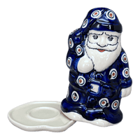 A picture of a Polish Pottery Santa Luminary (Floral Peacock) | L030T-54KK as shown at PolishPotteryOutlet.com/products/santa-luminary-floral-peacock-l030t-54kk