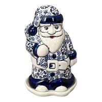 A picture of a Polish Pottery Santa Luminary (One of a Kind) | L030U-AS77 as shown at PolishPotteryOutlet.com/products/santa-luminary-one-of-a-kind-l030u-as77