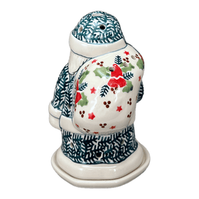Polish Pottery Santa Luminary (Evergreen Bells) | L030U-PZDG Additional Image at PolishPotteryOutlet.com
