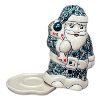 A picture of a Polish Pottery Santa Luminary (Evergreen Bells) | L030U-PZDG as shown at PolishPotteryOutlet.com/products/santa-luminary-festive-bells-l030u-pzdg