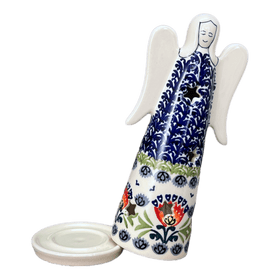 Polish Pottery Large Angel Luminary (Floral Fans) | L035S-P314 Additional Image at PolishPotteryOutlet.com