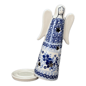 Polish Pottery Large Angel Luminary (Duet in Blue) | L035S-SB01 Additional Image at PolishPotteryOutlet.com