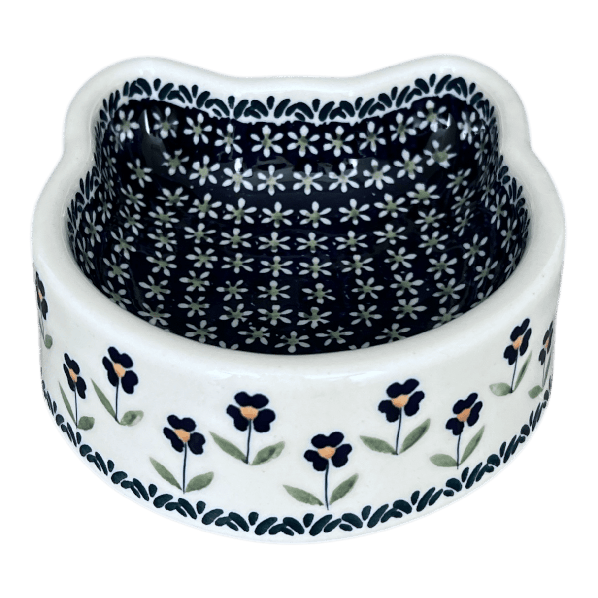 Bowl, Cat Bowl, 6.25" x 6" in "Forget Me Not" by Manufaktura | M047T-ASS
