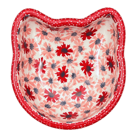 Bowl, Cat Bowl, 6.25" x 6" in "Scarlet Daisy" by Manufaktura | M047U-AS73
