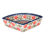 Bowl, Wedge-Shaped, 5" x 8.5" in "Pink Poinsettia" by Manufaktura | M048S-PS14