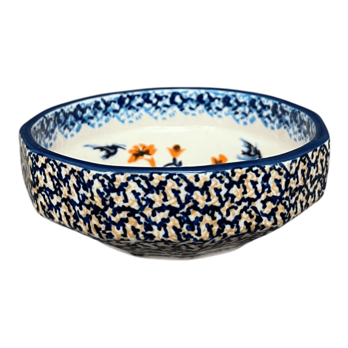 Bowl, Multiangular, 5" in "Hummingbird Harvest" by Manufaktura | M058S-JZ35