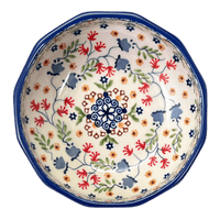 A picture of a Polish Pottery Multangular Bowl (Wildflower Delight) | M058S-P273 as shown at PolishPotteryOutlet.com/products/multiangular-bowl-wildflower-delight-m058s-p273