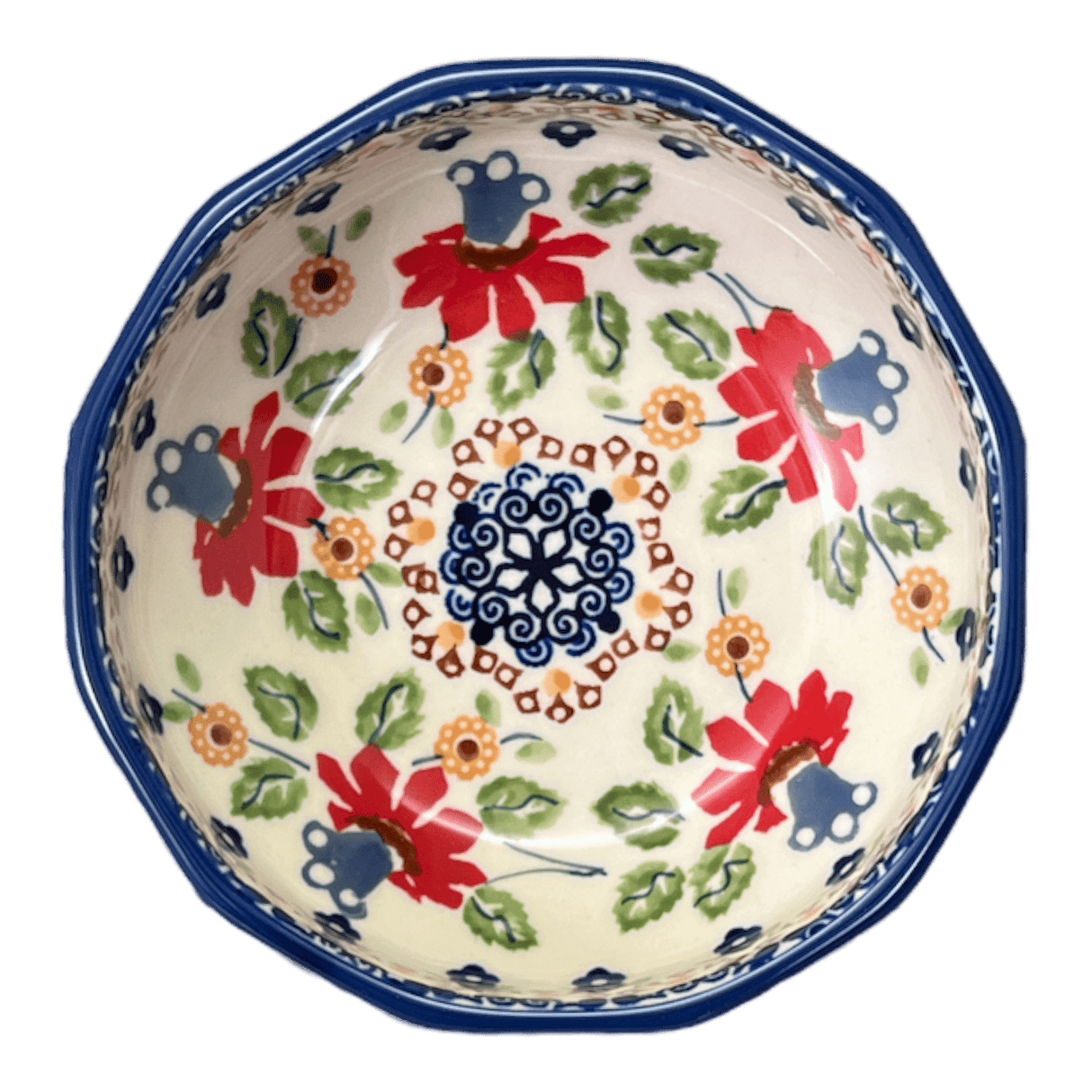 Bowl, Multiangular, 5" in "Mediterranean Blossoms" by Manufaktura | M058S-P274