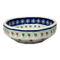 A picture of a Polish Pottery Multangular Bowl (Starry Wreath) | M058T-PZG as shown at PolishPotteryOutlet.com/products/5-round-multiangular-bowl-starry-wreath-m058t-pzg