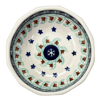 A picture of a Polish Pottery Multangular Bowl (Starry Wreath) | M058T-PZG as shown at PolishPotteryOutlet.com/products/5-round-multiangular-bowl-starry-wreath-m058t-pzg