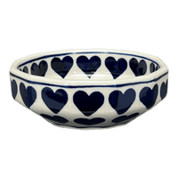 A picture of a Polish Pottery Multangular Bowl (Whole Hearted) | M058T-SEDU as shown at PolishPotteryOutlet.com/products/5-round-multiangular-bowl-whole-hearted-m058t-sedu