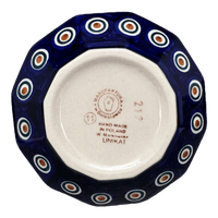 A picture of a Polish Pottery Multangular Bowl (Peacock Dot) | M058U-54K as shown at PolishPotteryOutlet.com/products/5-round-multiangular-bowl-peacock-dot-m058u-54k