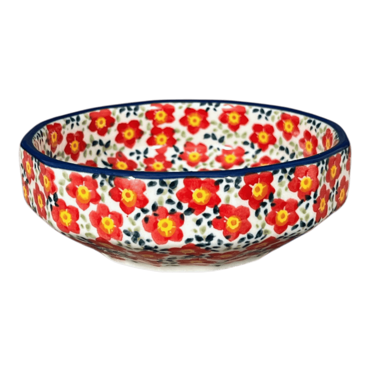 Bowl, Multiangular, 5" in "Floral Revival Red" by Manufaktura | M058U-MCZE