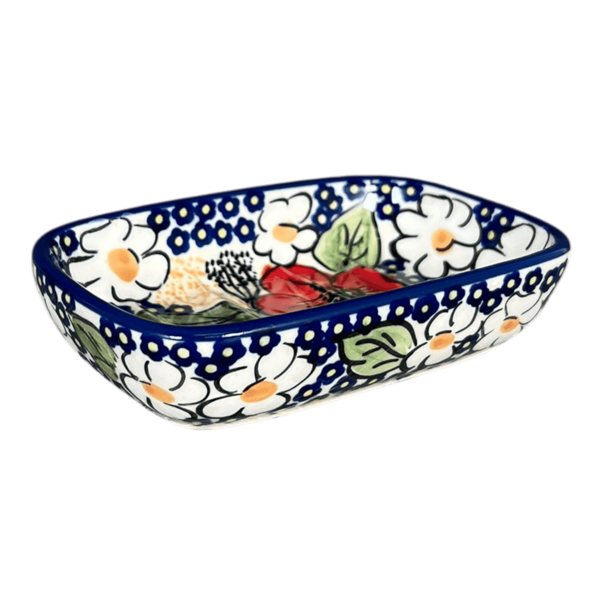 Soap Dish, Rectangular, 5" x 3.25" in "Poppies & Posies" by Manufaktura | M063S-IM02