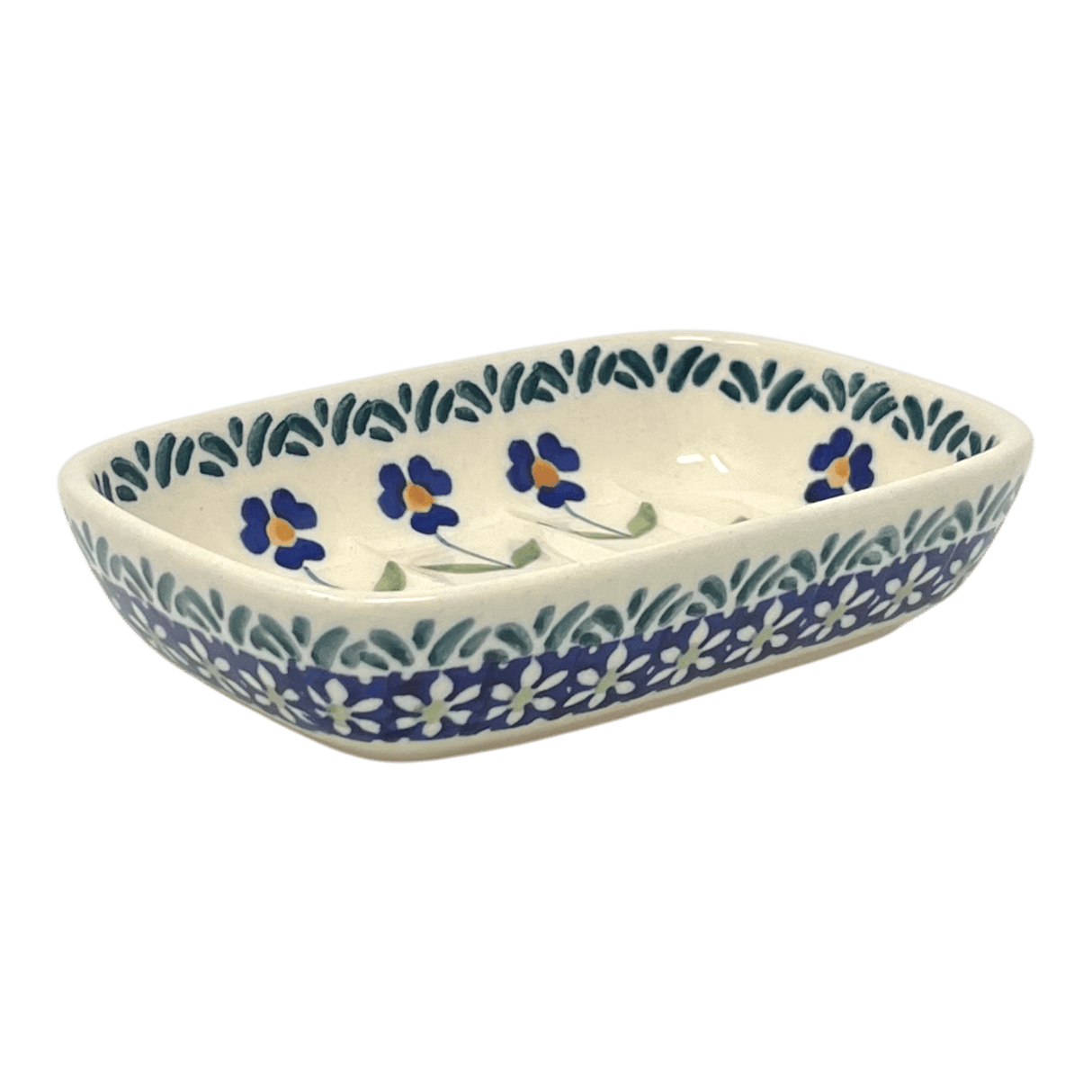 Soap Dish, Rectangular, 5" x 3.25" in "Forget Me Not" by Manufaktura | M063T-ASS