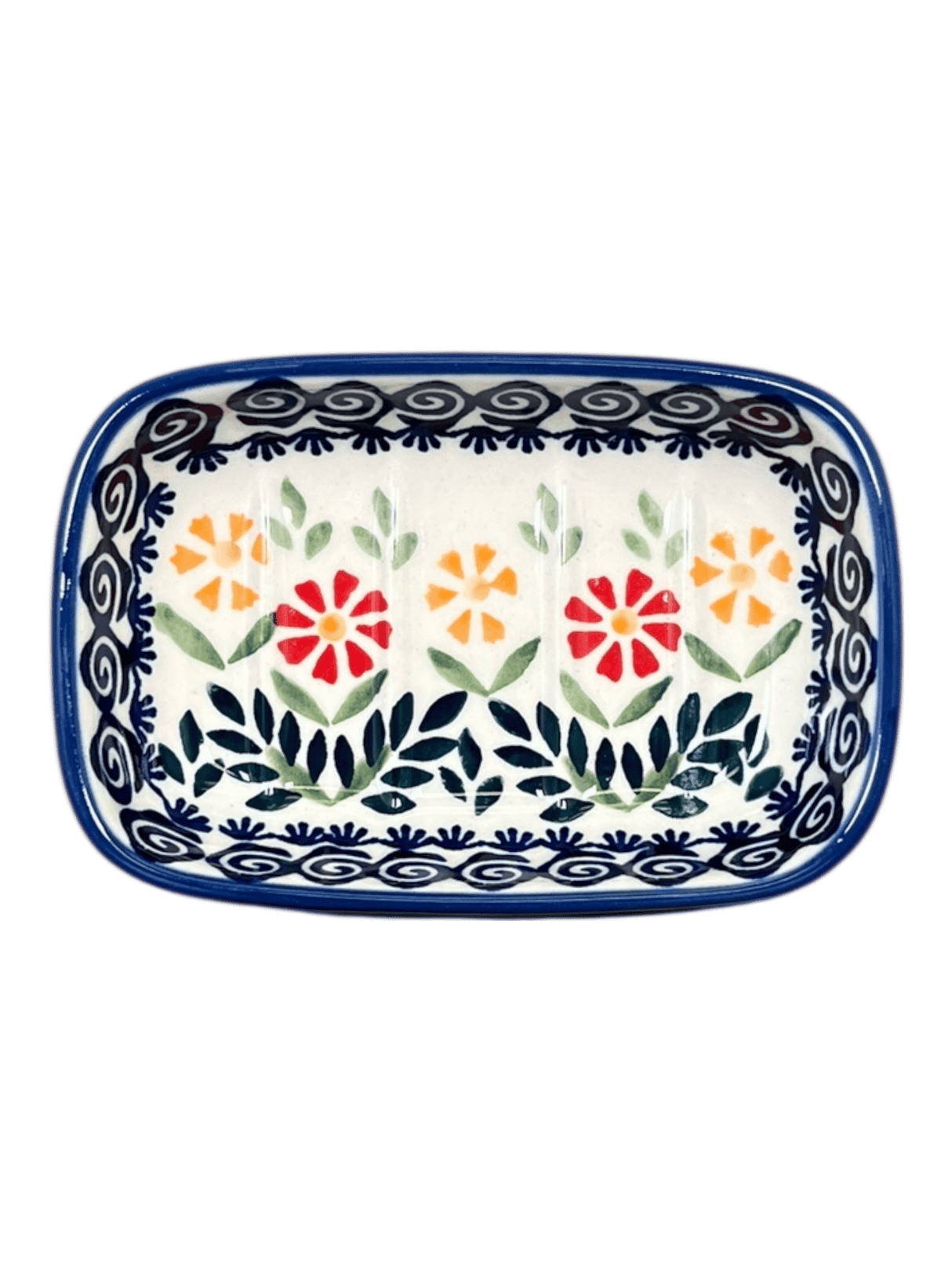 Soap Dish, Rectangular, 5" x 3.25" in "Flower Power" by Manufaktura | M063T-JS14