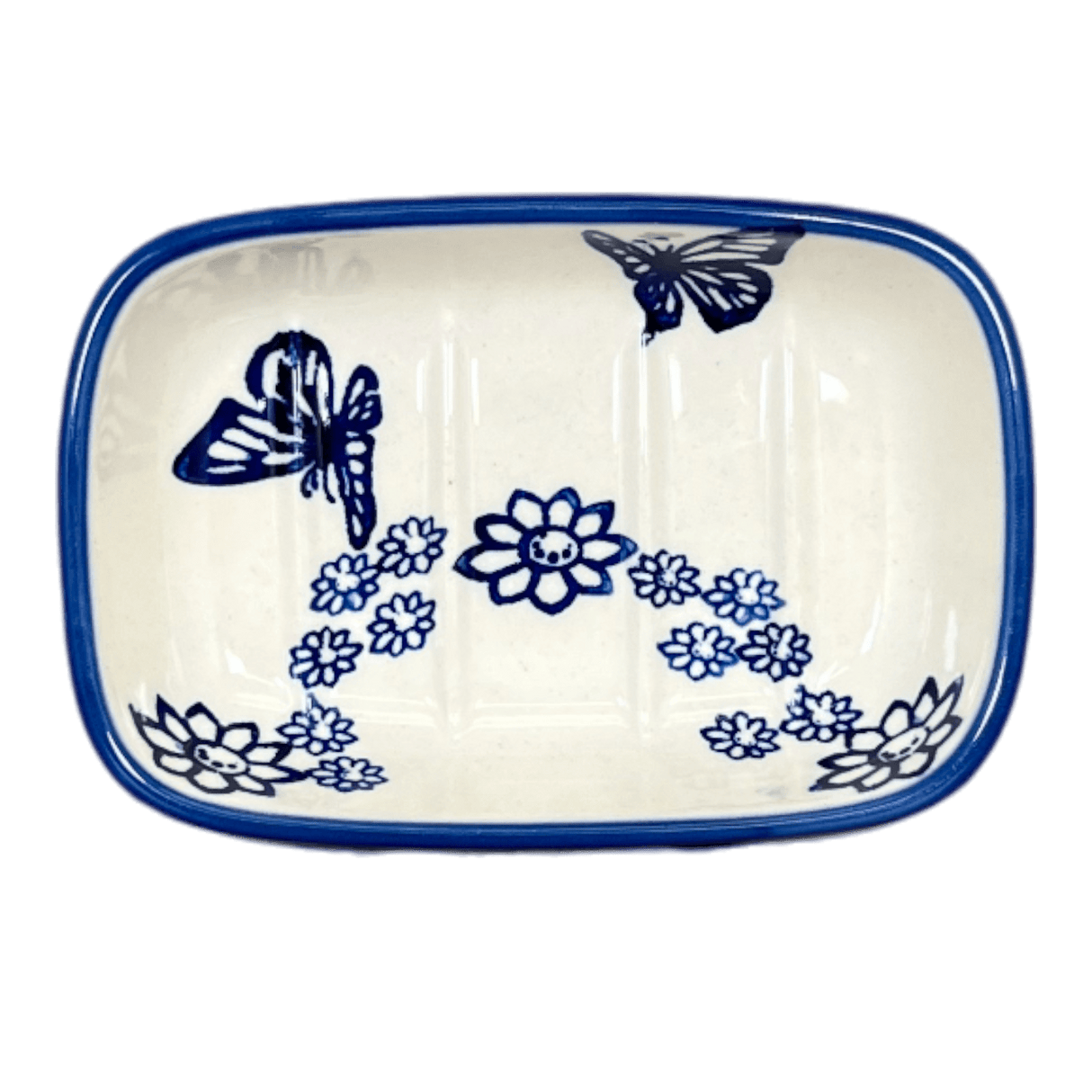 Soap Dish, Rectangular, 5" x 3.25" in "Butterfly Garden" by Manufaktura | M063T-MOT1