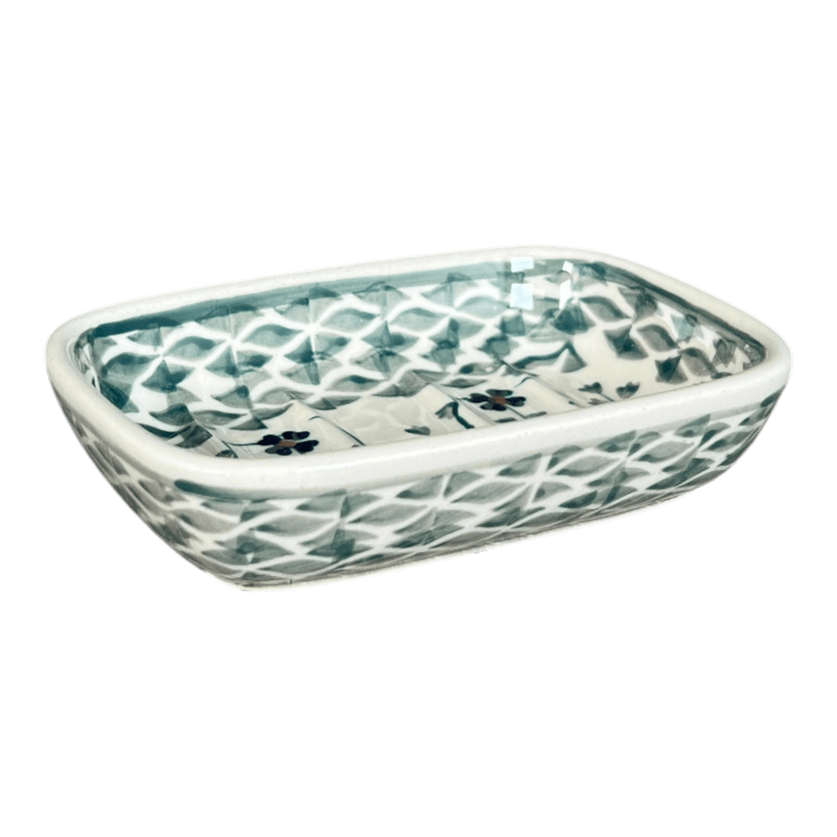 Soap Dish, Rectangular, 5" x 3.25" in "Woven Pansies" by Manufaktura | M063T-RV