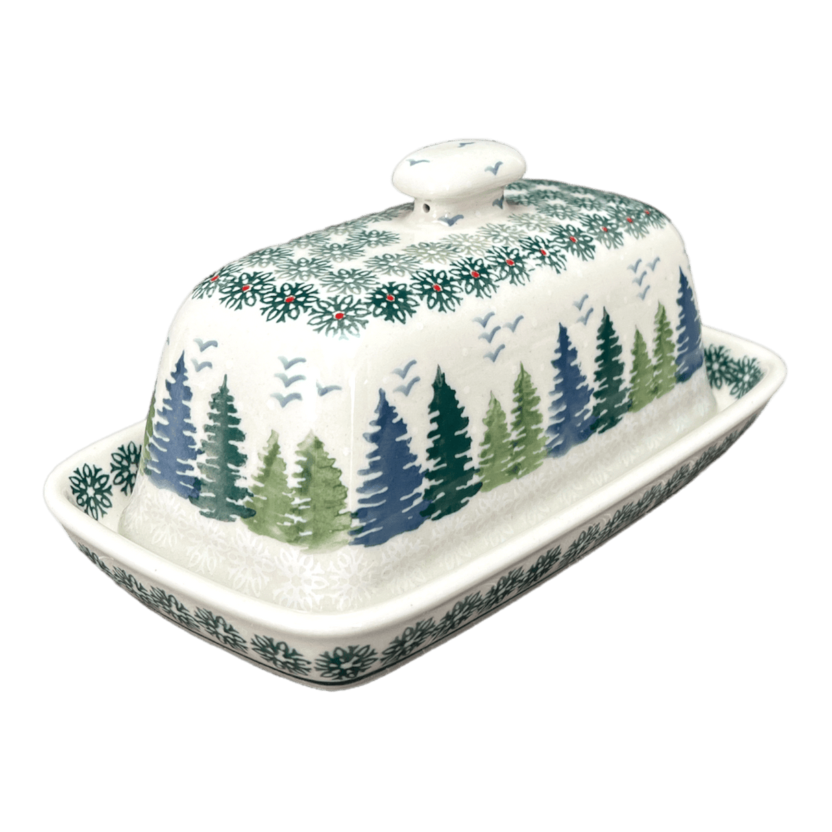 Butter Dish, American, 4" x 7.5" in "Pine Forest" by Manufaktura | M074S-PS29