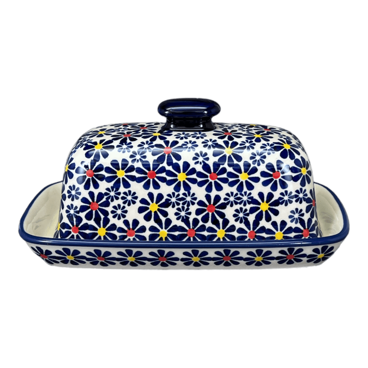 Butter Dish, American, 4" x 7.5" in "Field of Daisies" by Manufaktura | M074S-S001