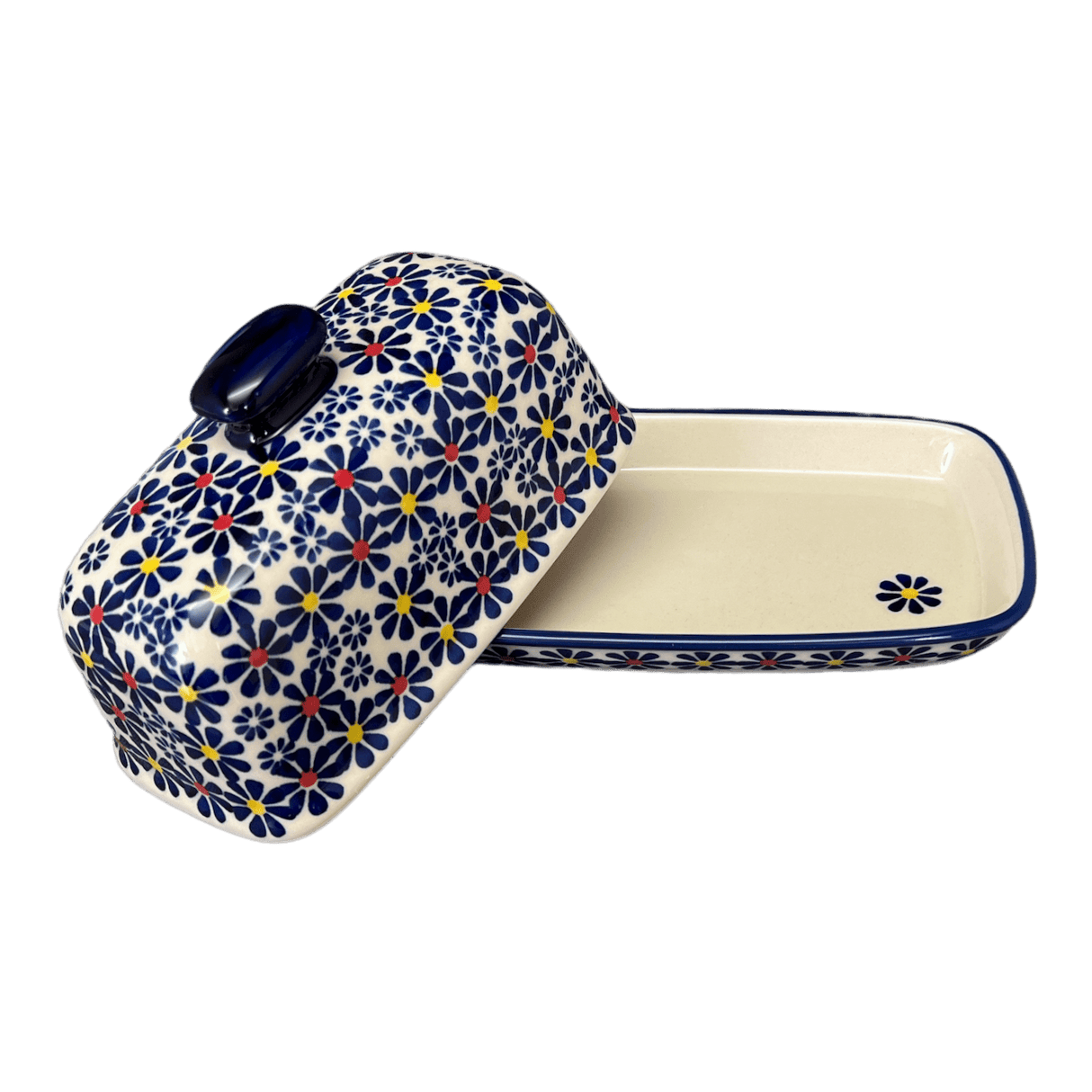 Butter Dish, American, 4" x 7.5" in "Field of Daisies" by Manufaktura | M074S-S001