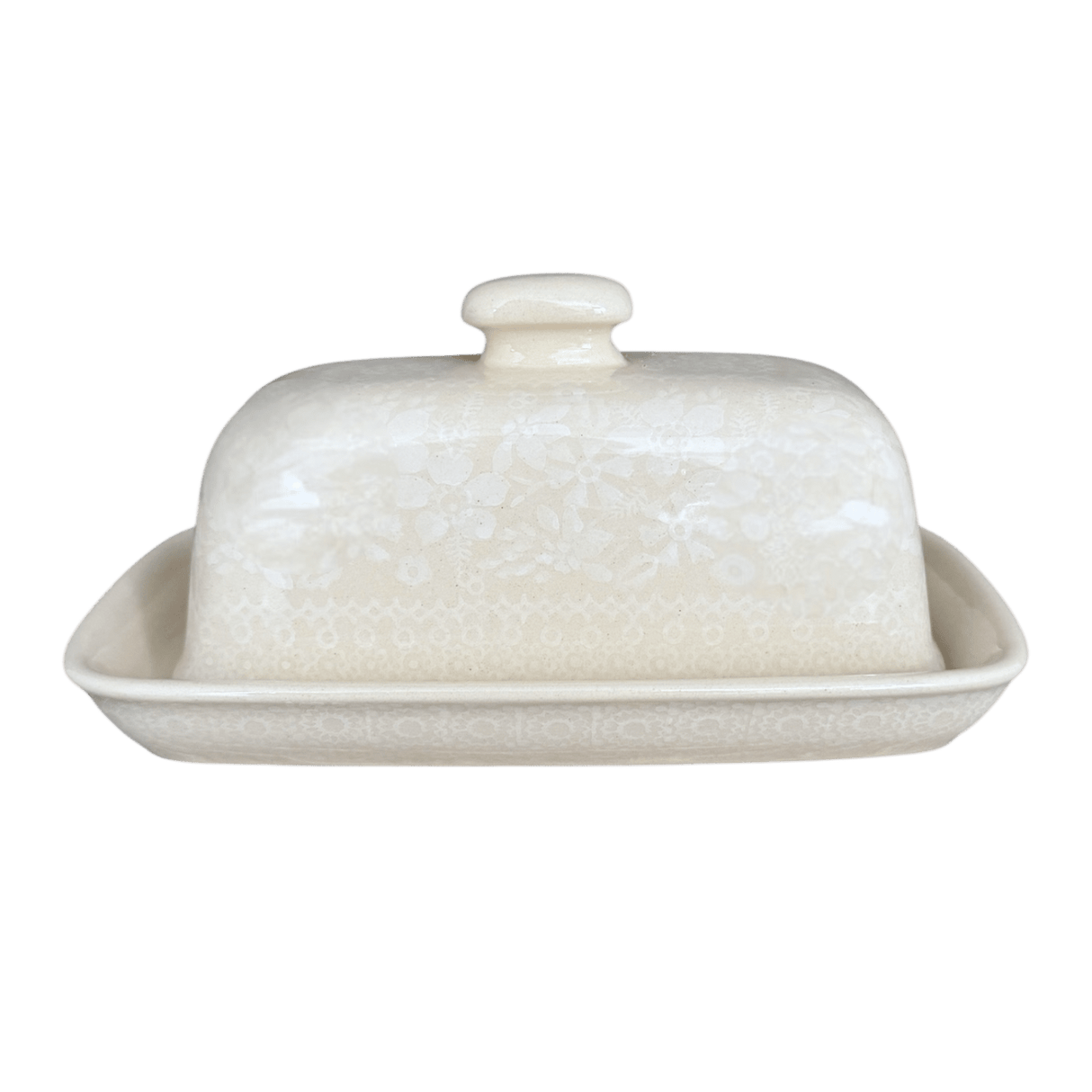 Butter Dish, American, 4" x 7.5" in "Duet in Lace" by Manufaktura | M074S-SB02