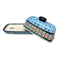 A picture of a Polish Pottery American Butter Dish (Providence) | M074S-WKON as shown at PolishPotteryOutlet.com/products/7-5-x-4-american-butter-dish-providence-m074s-wkon