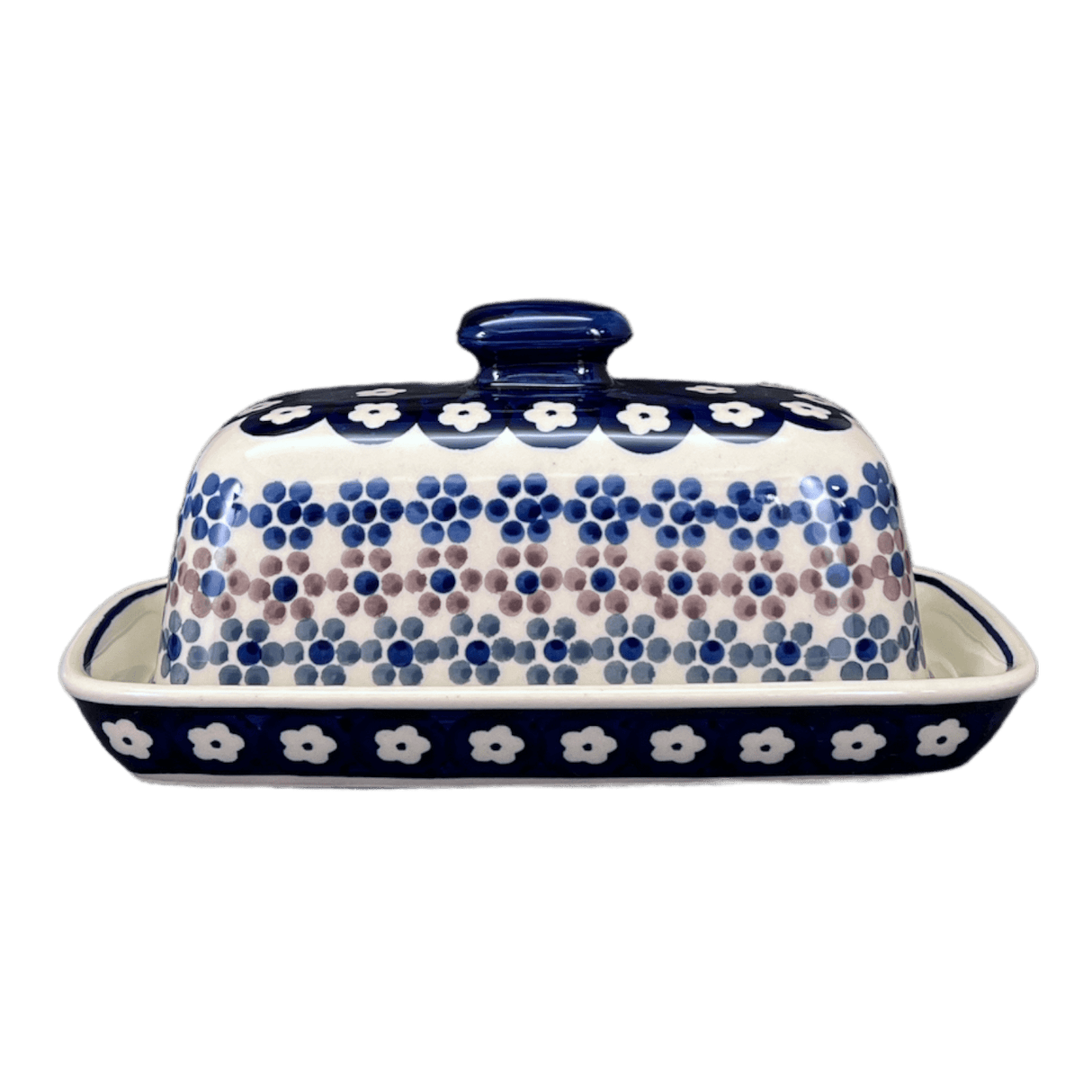 Butter Dish, American, 4" x 7.5" in "Floral Chain" by Manufaktura | M074T-EO37
