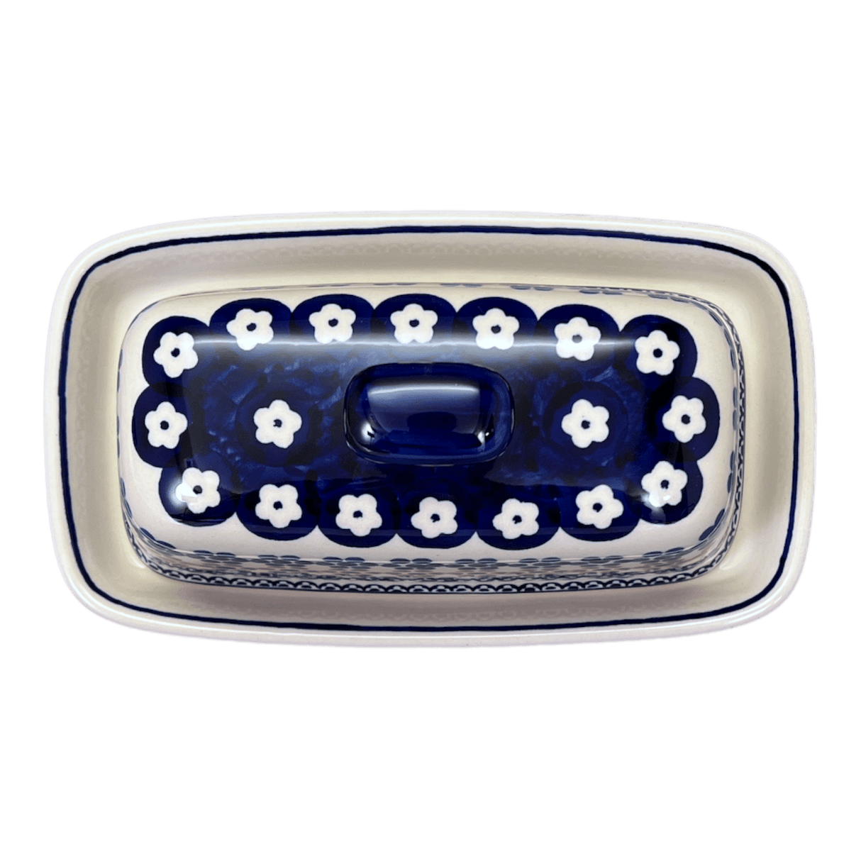 Butter Dish, American, 4" x 7.5" in "Floral Chain" by Manufaktura | M074T-EO37