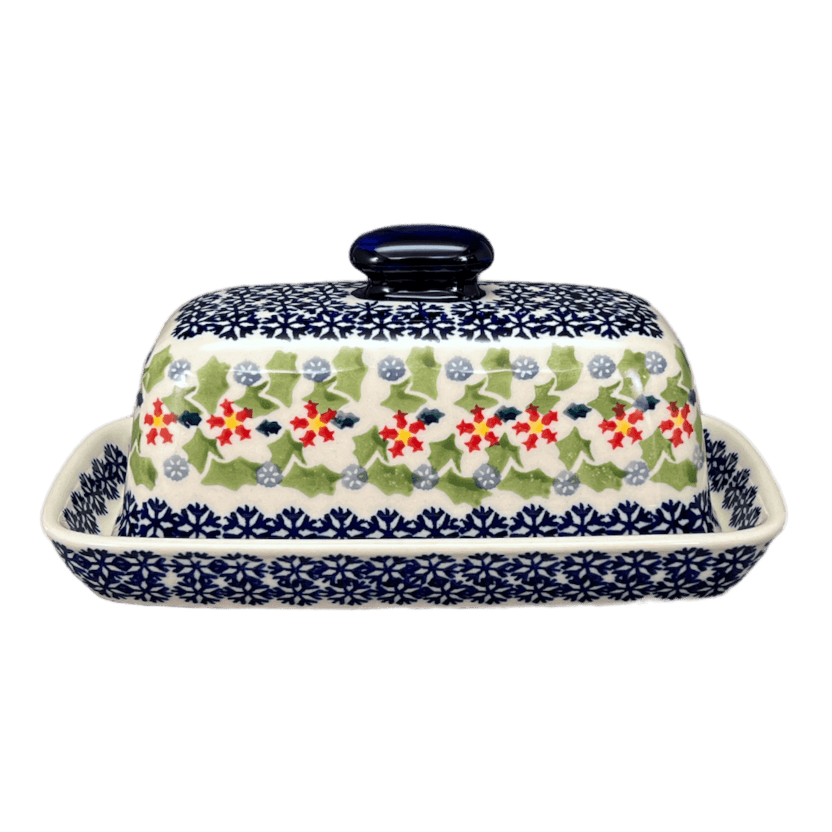 Butter Dish, American, 4" x 7.5" in "Holly In Bloom" by Manufaktura | M074T-IN13