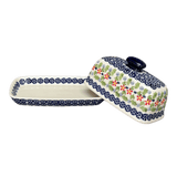 Butter Dish, American, 4" x 7.5" in "Holly In Bloom" by Manufaktura | M074T-IN13