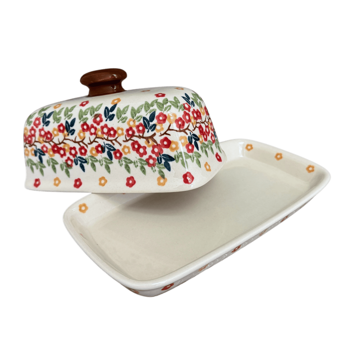 Butter Dish, American, 4" x 7.5" in "Autumn Wreath" by Manufaktura | M074T-KK02