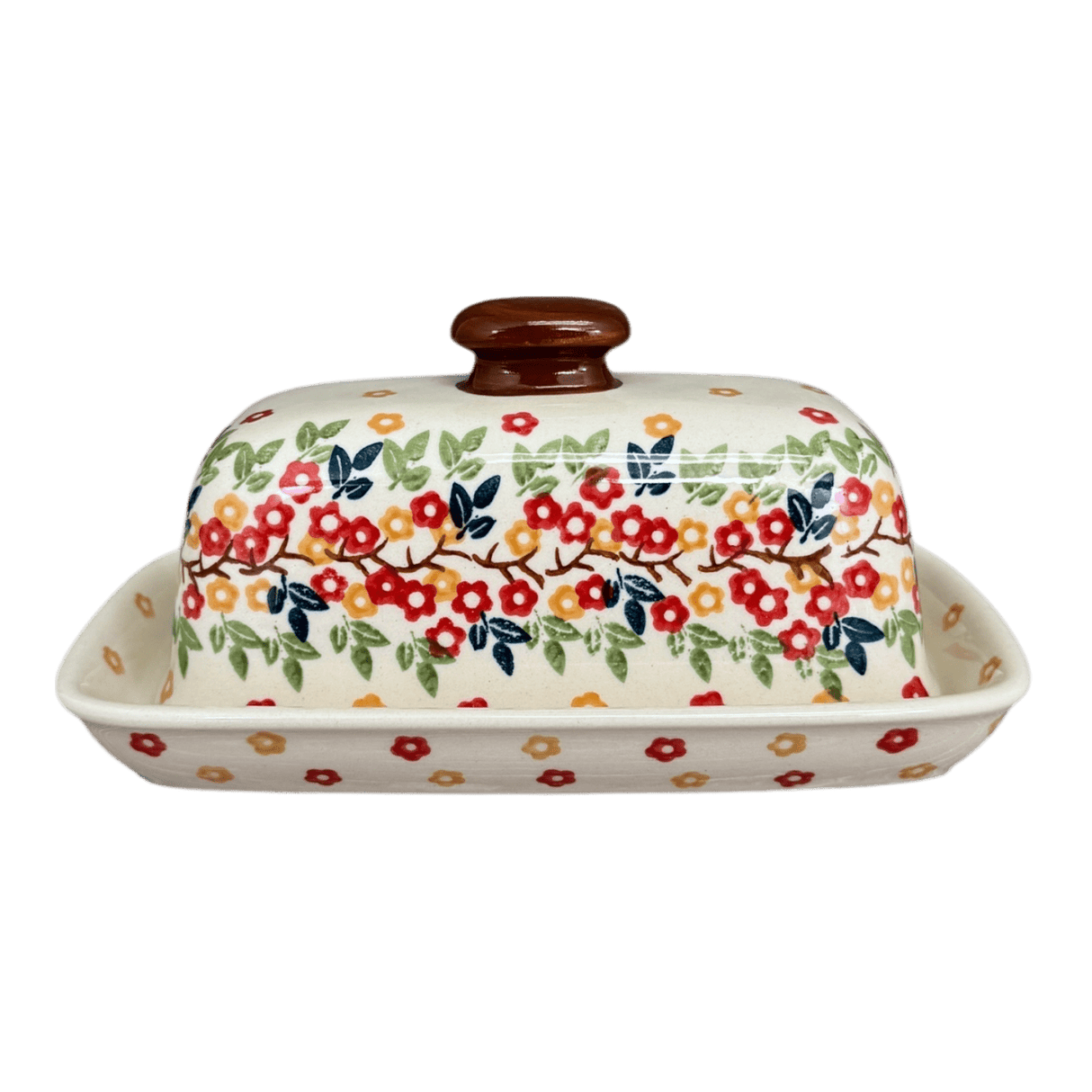 Butter Dish, American, 4" x 7.5" in "Autumn Wreath" by Manufaktura | M074T-KK02