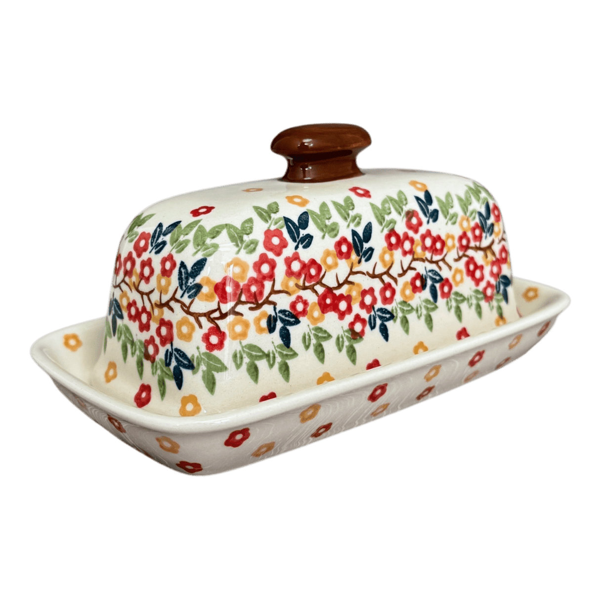 Butter Dish, American, 4" x 7.5" in "Autumn Wreath" by Manufaktura | M074T-KK02
