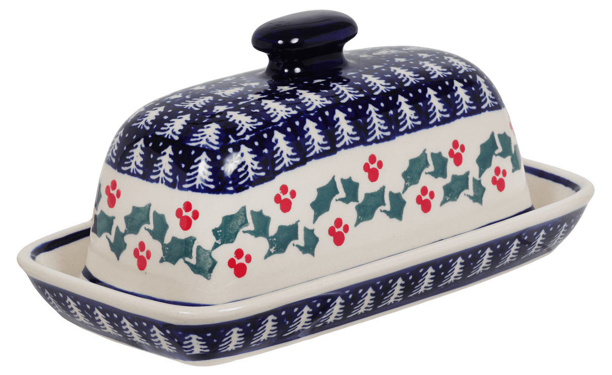 Butter Dish, American, 4" x 7.5" in "Holiday Cheer" by Manufaktura | M074T-NOS2