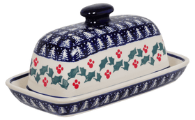 Polish Pottery American Butter Dish (Holiday Cheer) | M074T-NOS2 Additional Image at PolishPotteryOutlet.com