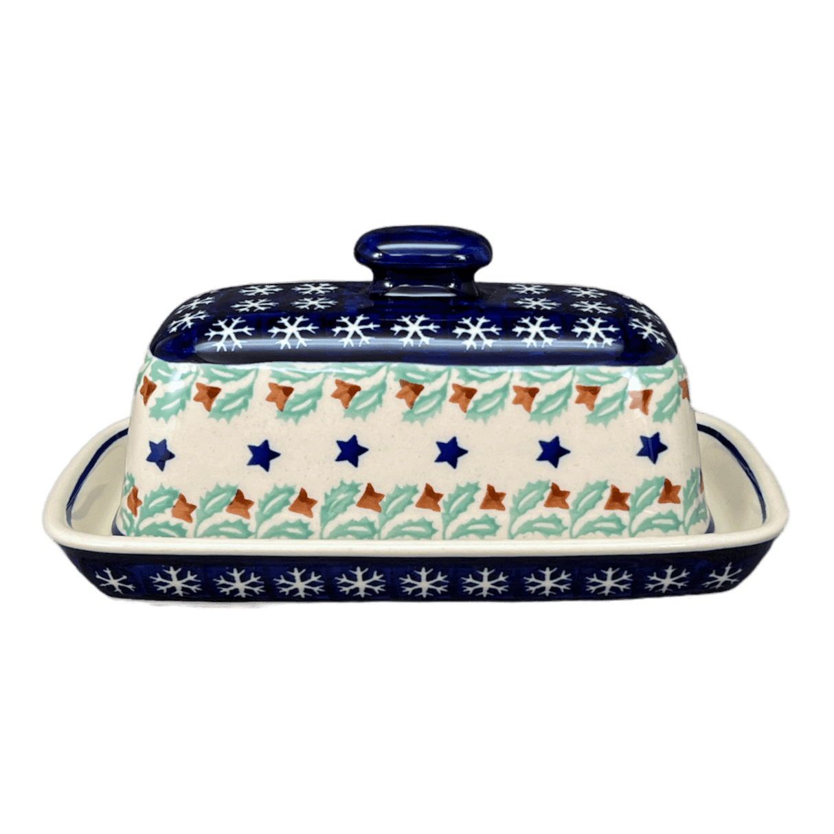 Butter Dish, American, 4" x 7.5" in "Starry Wreath" by Manufaktura | M074T-PZG