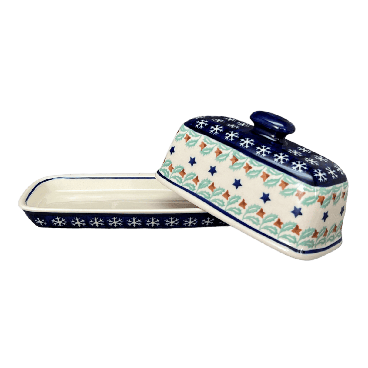 Butter Dish, American, 4" x 7.5" in "Starry Wreath" by Manufaktura | M074T-PZG