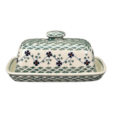 Butter Dish, American, 4" x 7.5" in "Woven Pansies" by Manufaktura | M074T-RV