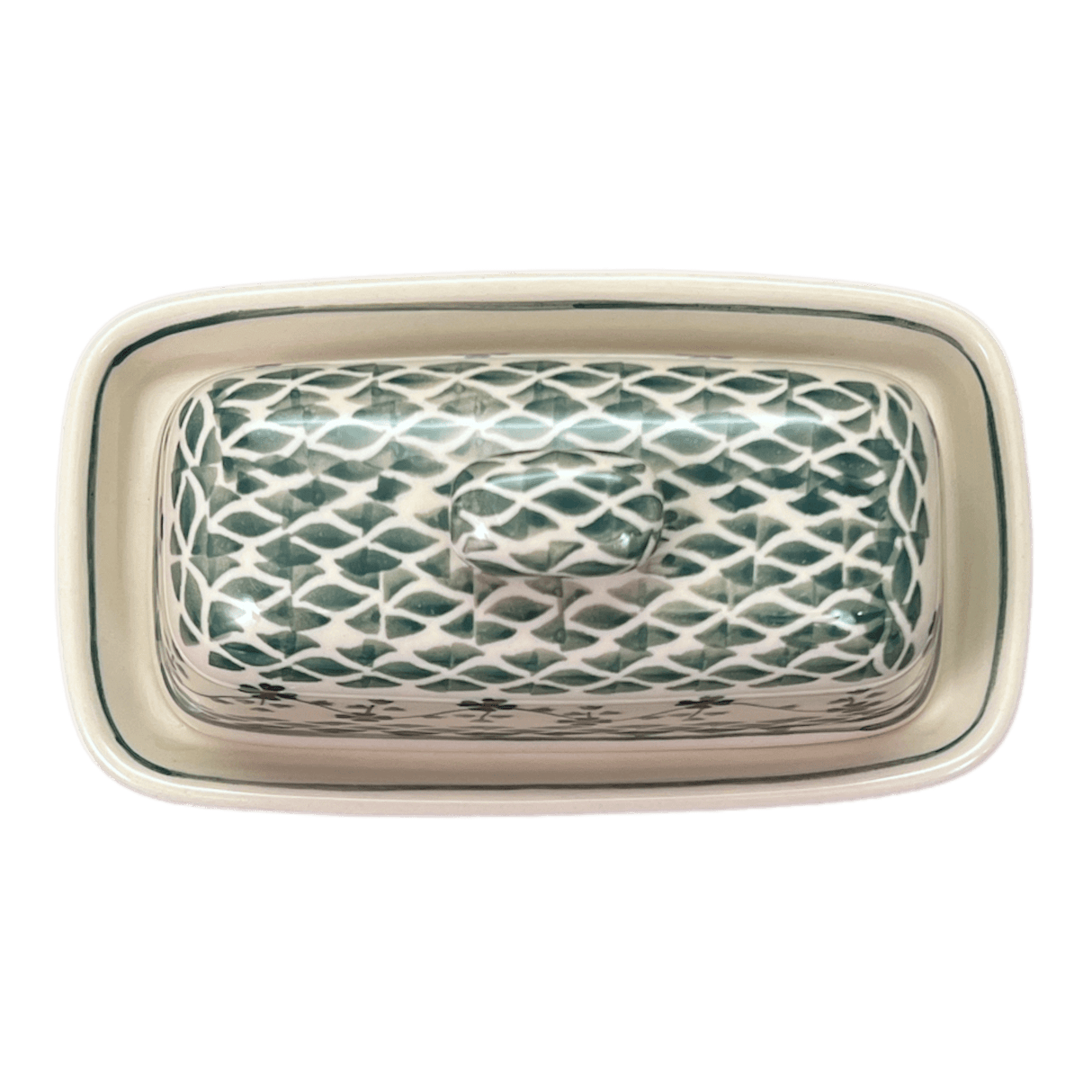 Butter Dish, American, 4" x 7.5" in "Woven Pansies" by Manufaktura | M074T-RV