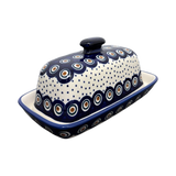 Butter Dish, American, 4" x 7.5" in "Peacock Dot" by Manufaktura | M074U-54K