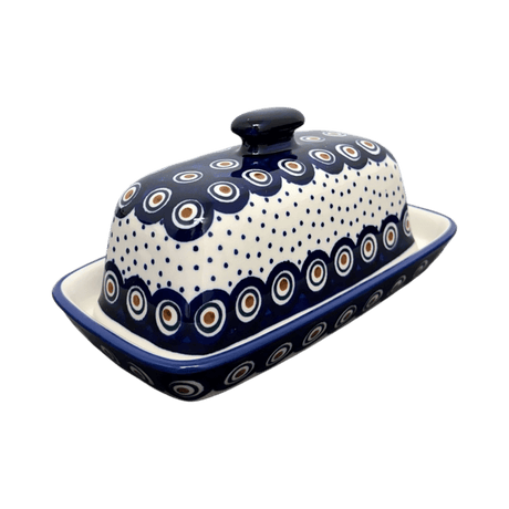 Butter Dish, American, 4" x 7.5" in "Peacock Dot" by Manufaktura | M074U-54K
